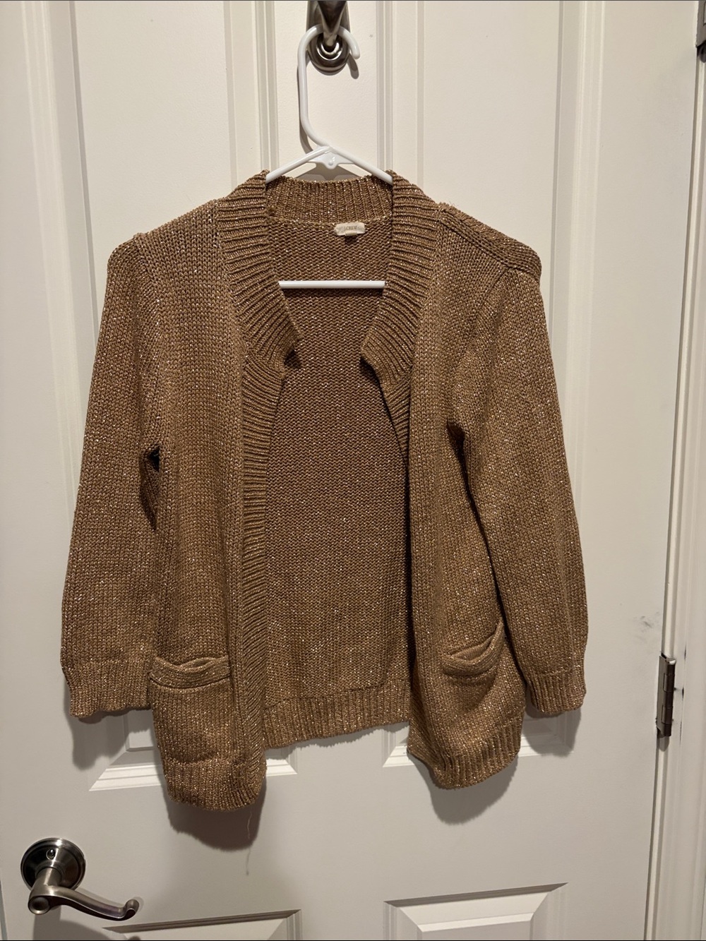 J. Crew Open-Front Knit Cardigan in Light Brown